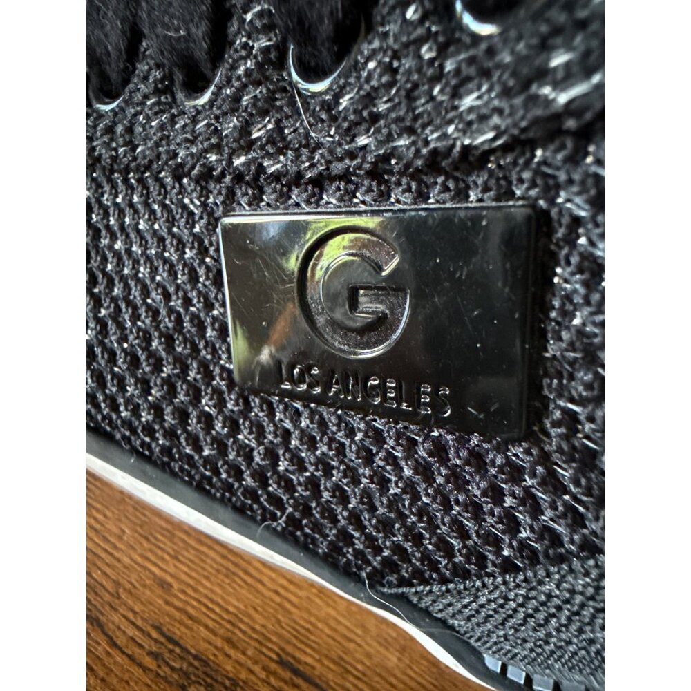 G Los Angeles Black Textured High-Top Sneakers With Side Zipper & Laces - Picture 3 of 16